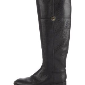 Tory Burch Black Leather Knee-High Riding Boots